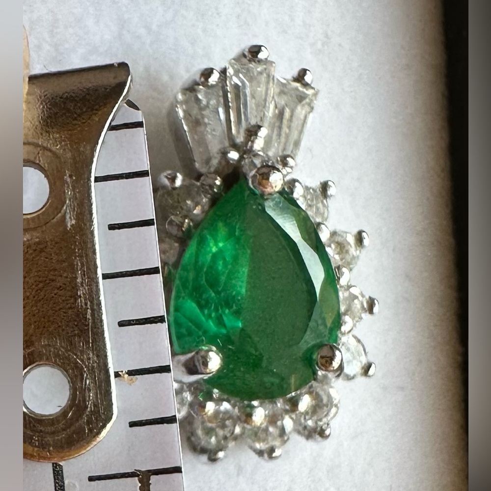 KAS pear Emerald cz sterling silver earrings - Picture 7 of 7